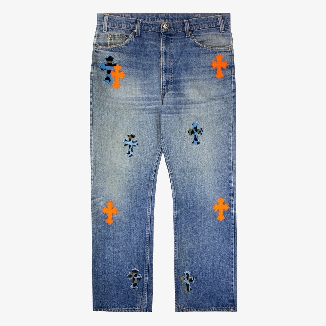 CHROME HEARTS ST. BARTH LEOPARD PATCH DENIM