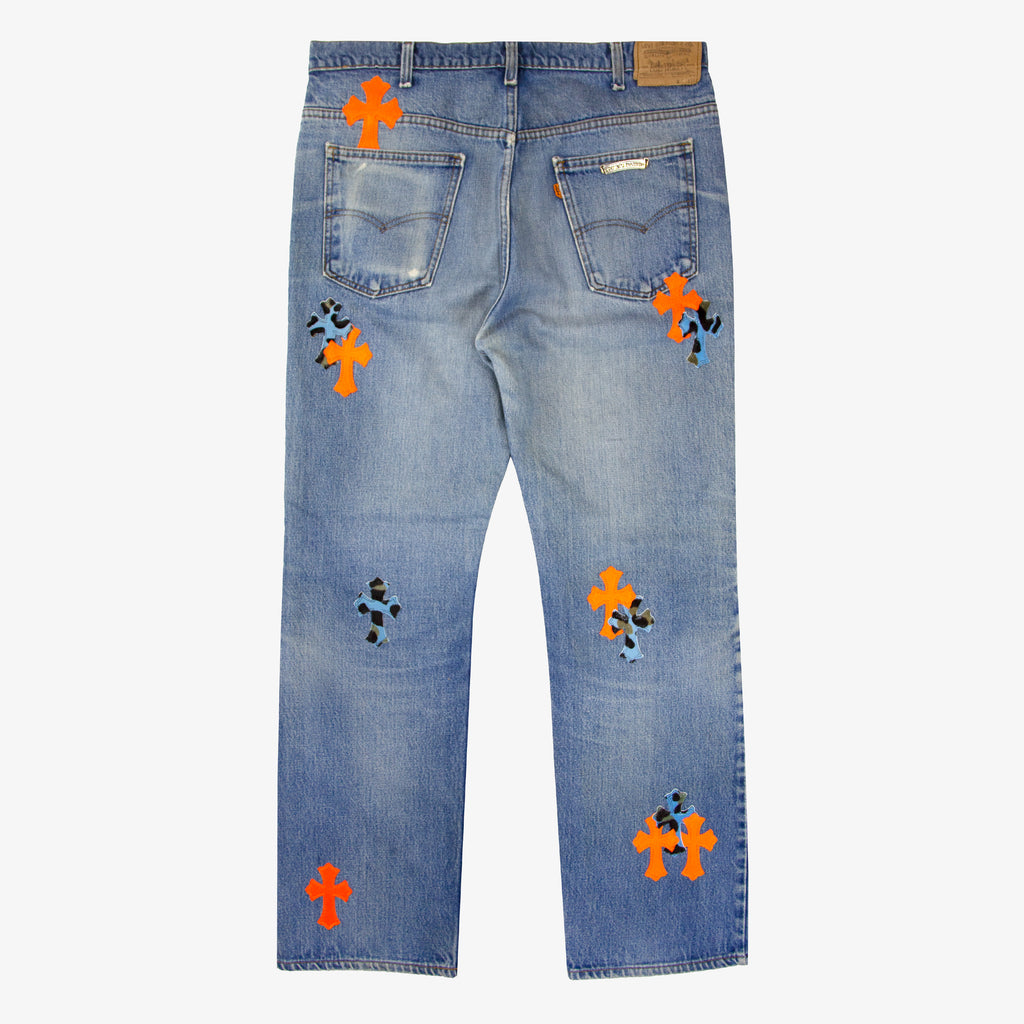 CHROME HEARTS ST. BARTH LEOPARD PATCH DENIM