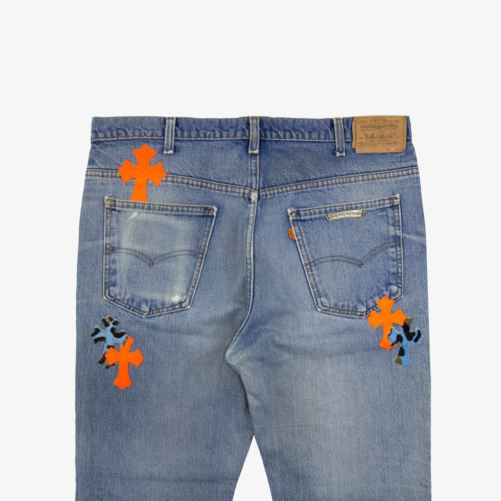 CHROME HEARTS ST. BARTH LEOPARD PATCH DENIM