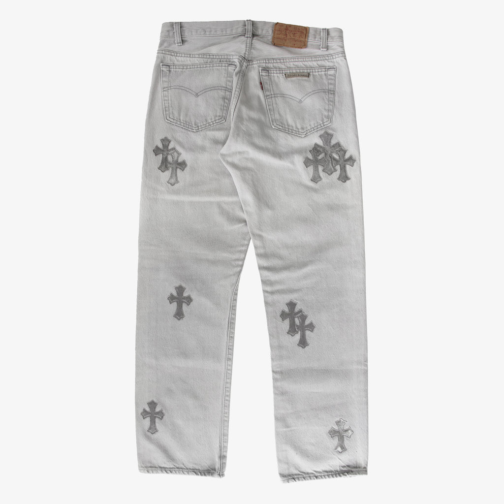 CHROME HEARTS SILVER HIDE PATCH DENIM