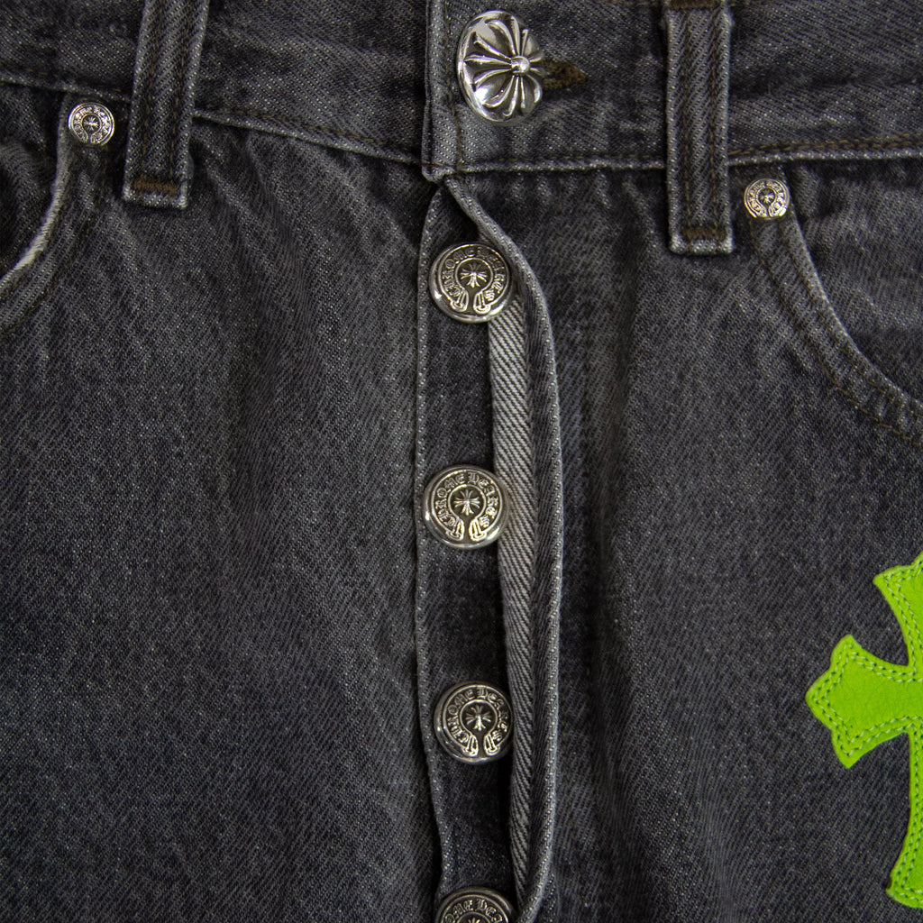 LIME GREEN CROSS PATCH DENIM