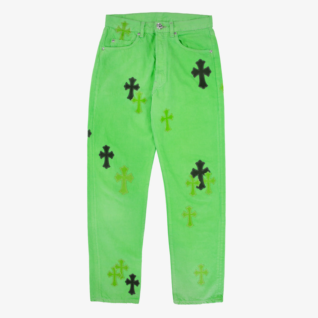 CHROME HEARTS SEX RECORDS SLIME GREEN PATCH DENIM