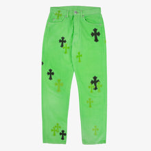 Load image into Gallery viewer, CHROME HEARTS SEX RECORDS SLIME GREEN PATCH DENIM