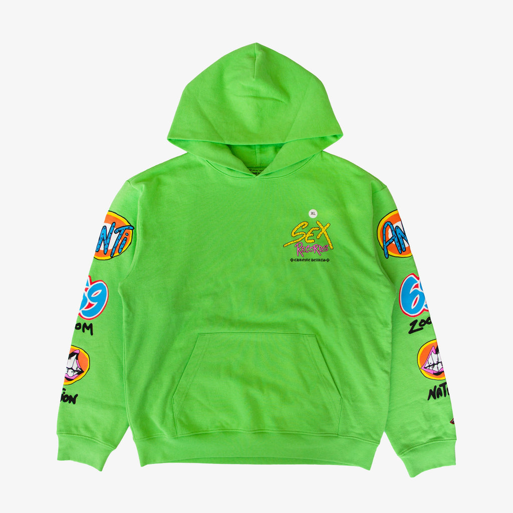 CHROME HEARTS NYFW SEX RECORDS HOODIE SLIME GREEN