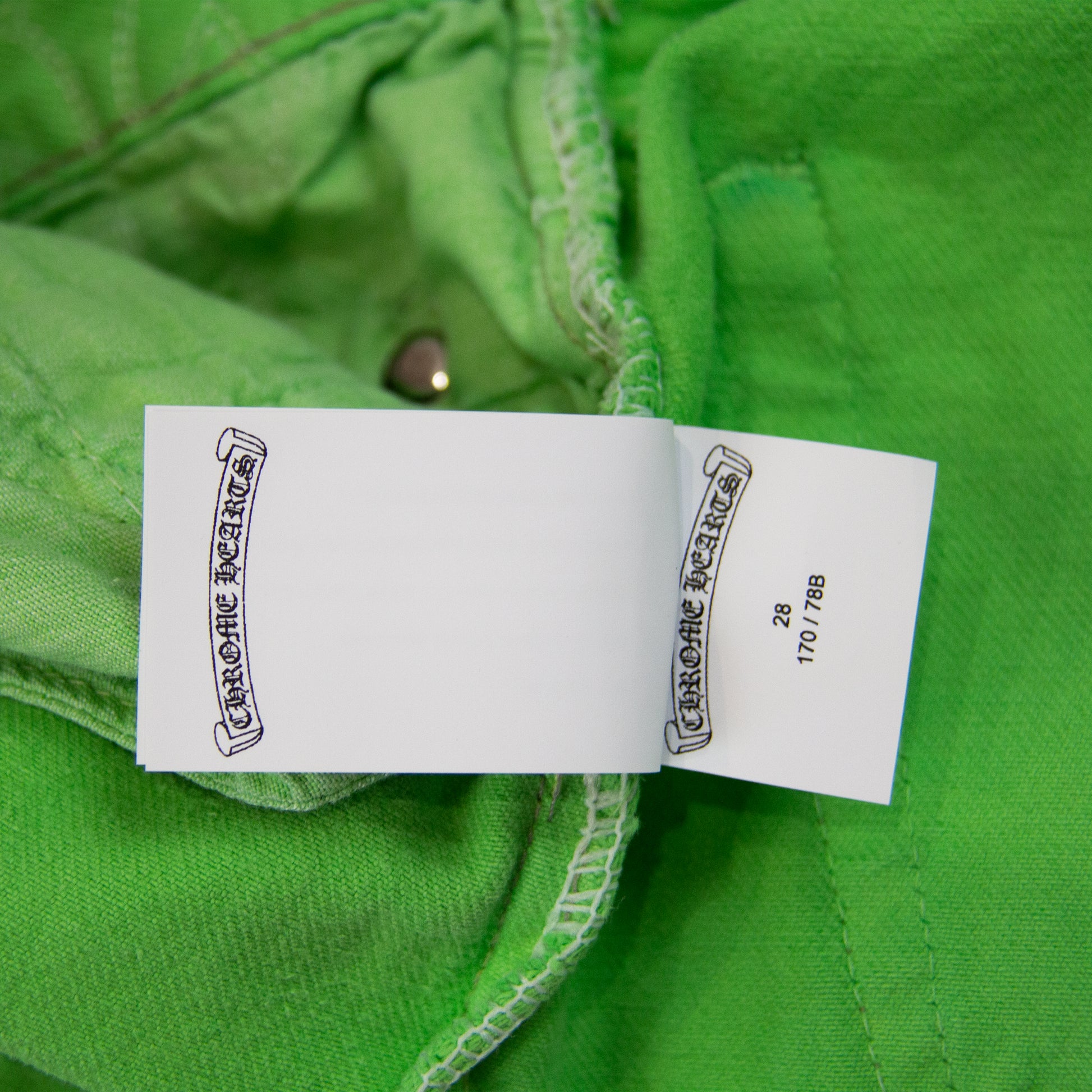 CHROME HEARTS SEX RECORDS SLIME GREEN PATCH DENIM