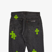 Load image into Gallery viewer, LIME GREEN CROSS PATCH DENIM
