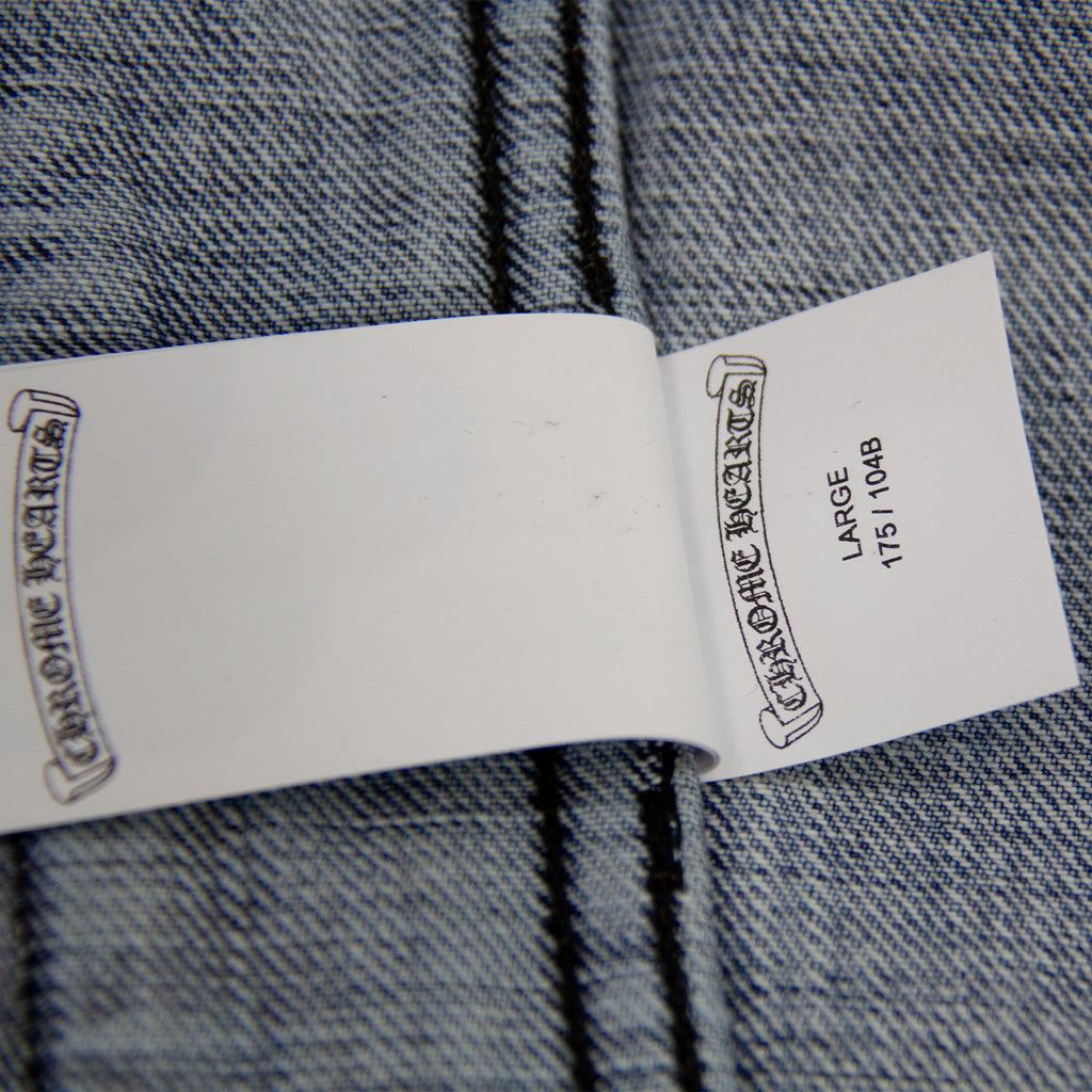 CHROME HEARTS 1/1 LEATHER PATCH SHEARLING DENIM TRUCKER