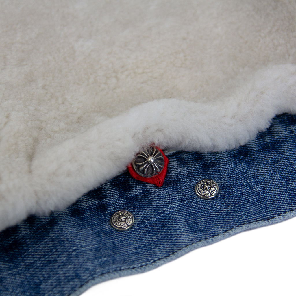 CHROME HEARTS 1/1 LEATHER PATCH SHEARLING DENIM TRUCKER