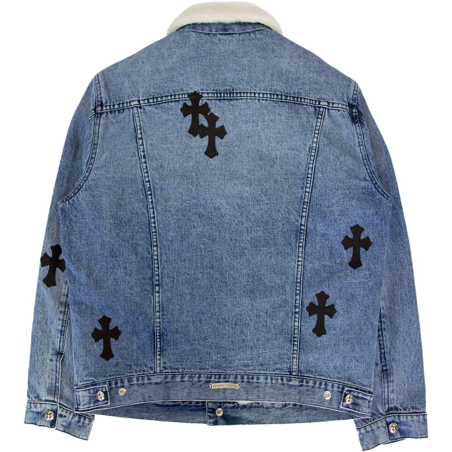 CHROME HEARTS 1/1 LEATHER PATCH SHEARLING DENIM TRUCKER