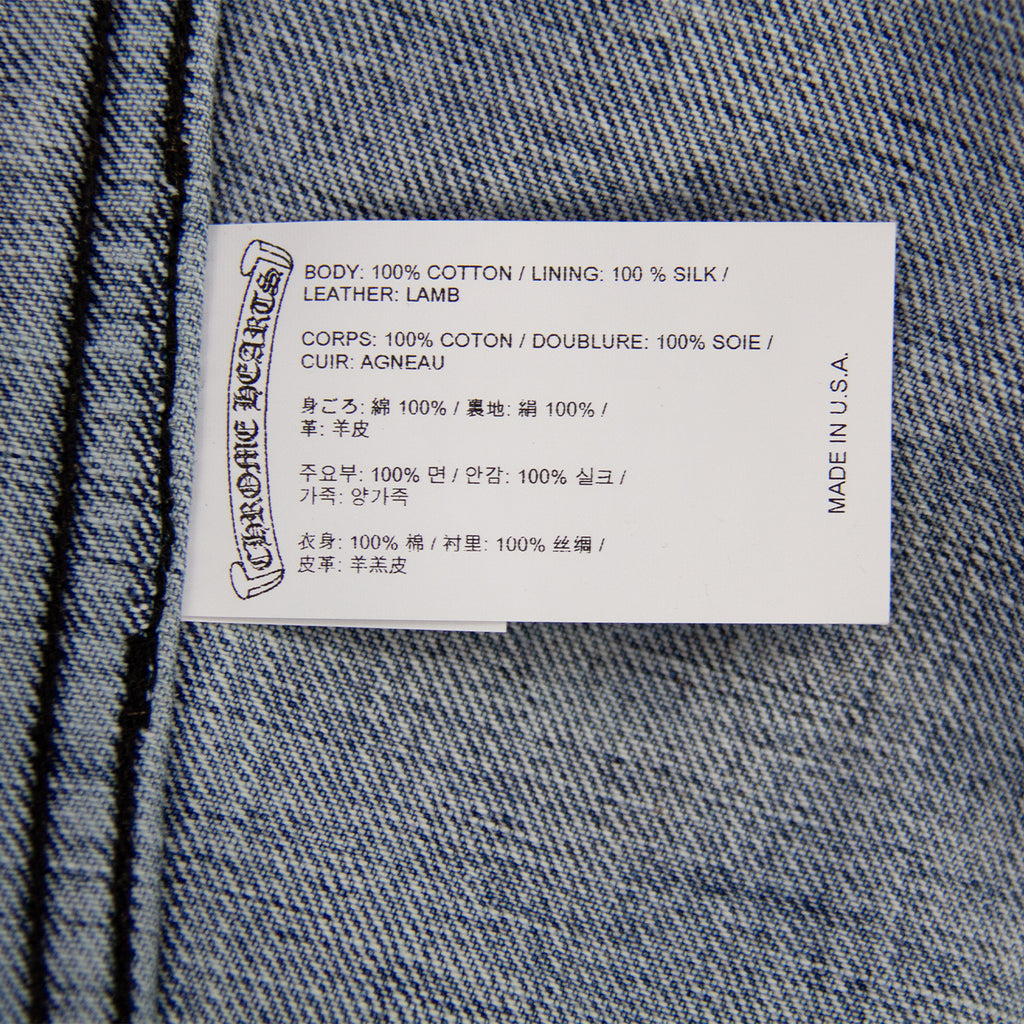 CHROME HEARTS 1/1 LEATHER PATCH SHEARLING DENIM TRUCKER