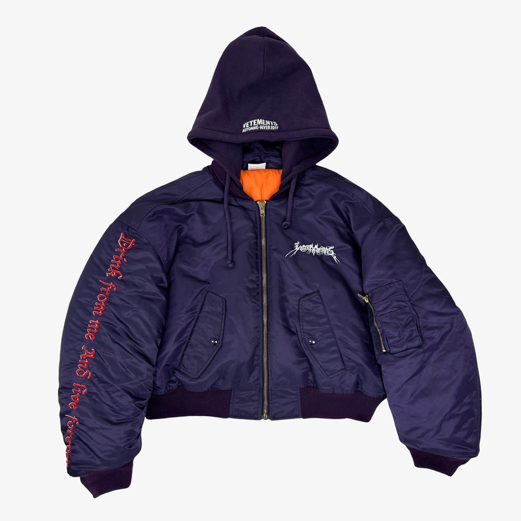 PURPLE TOTAL FUCKING DARKNESS HOODED BOMBER