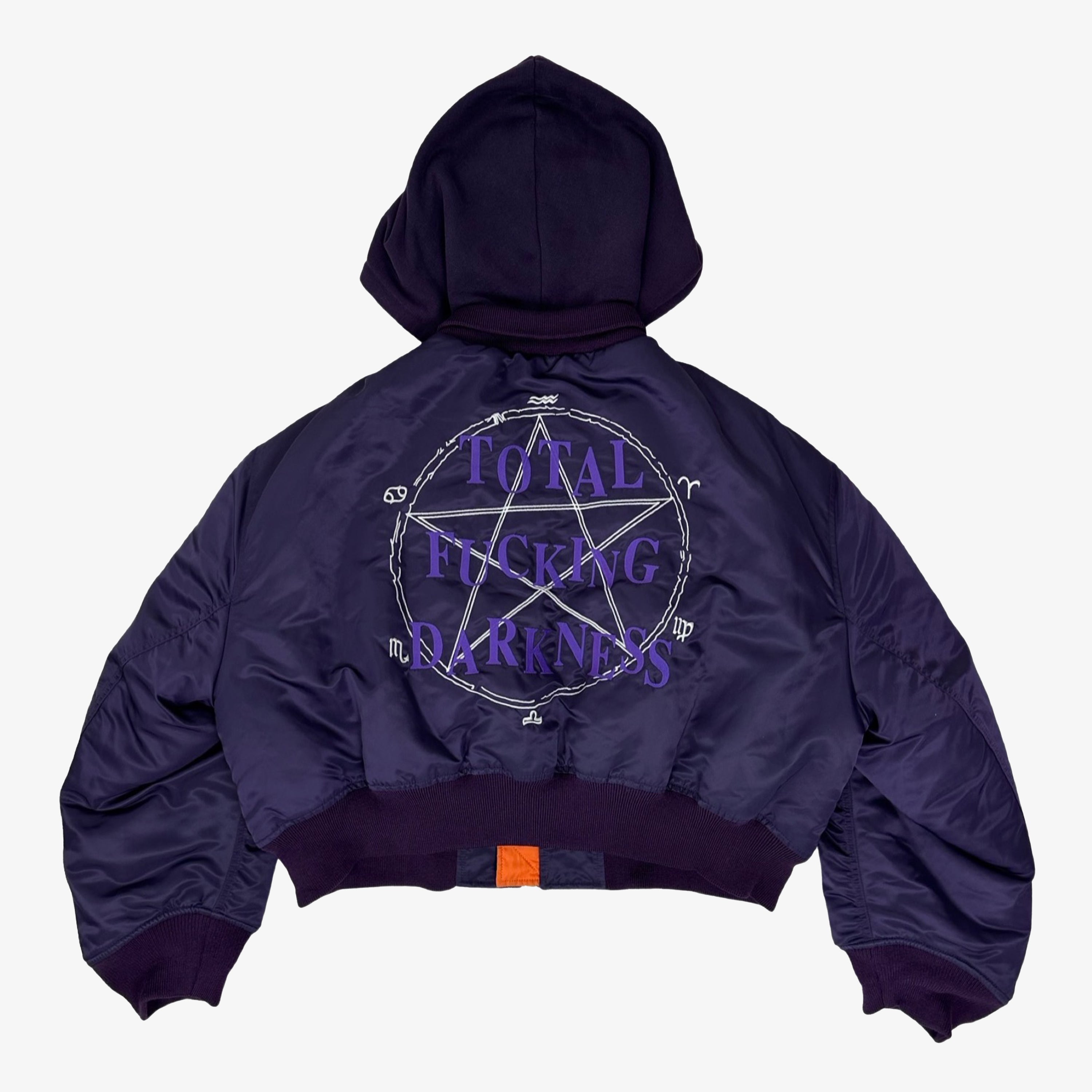 PURPLE TOTAL FUCKING DARKNESS HOODED BOMBER