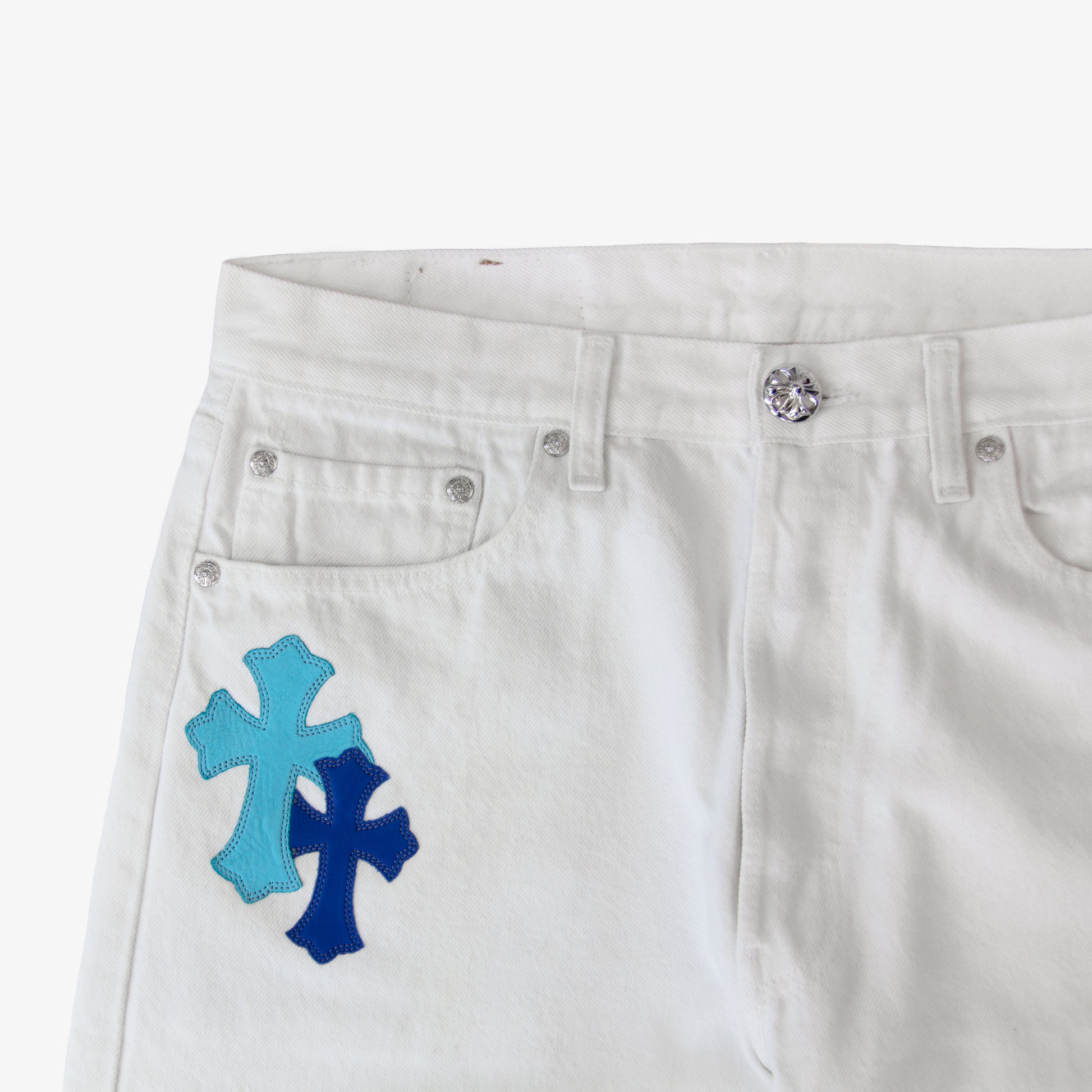 CHROME HEARTS BLUE TRICOLOR PATCH DENIM