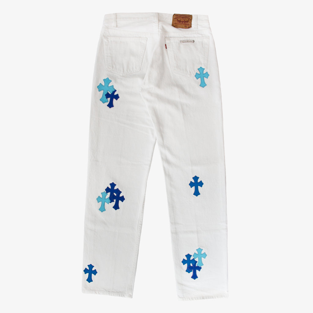 CHROME HEARTS BLUE TRICOLOR PATCH DENIM
