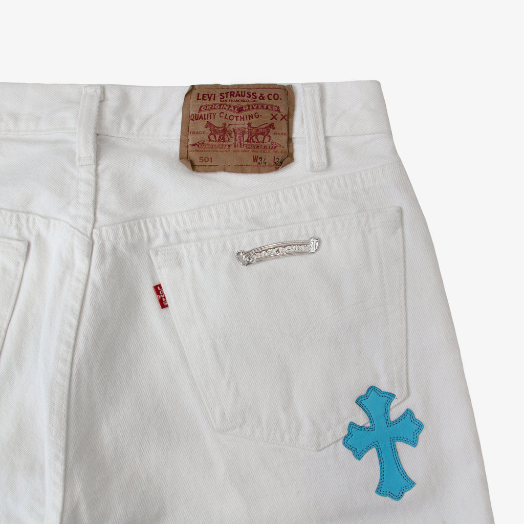 CHROME HEARTS BLUE TRICOLOR PATCH DENIM