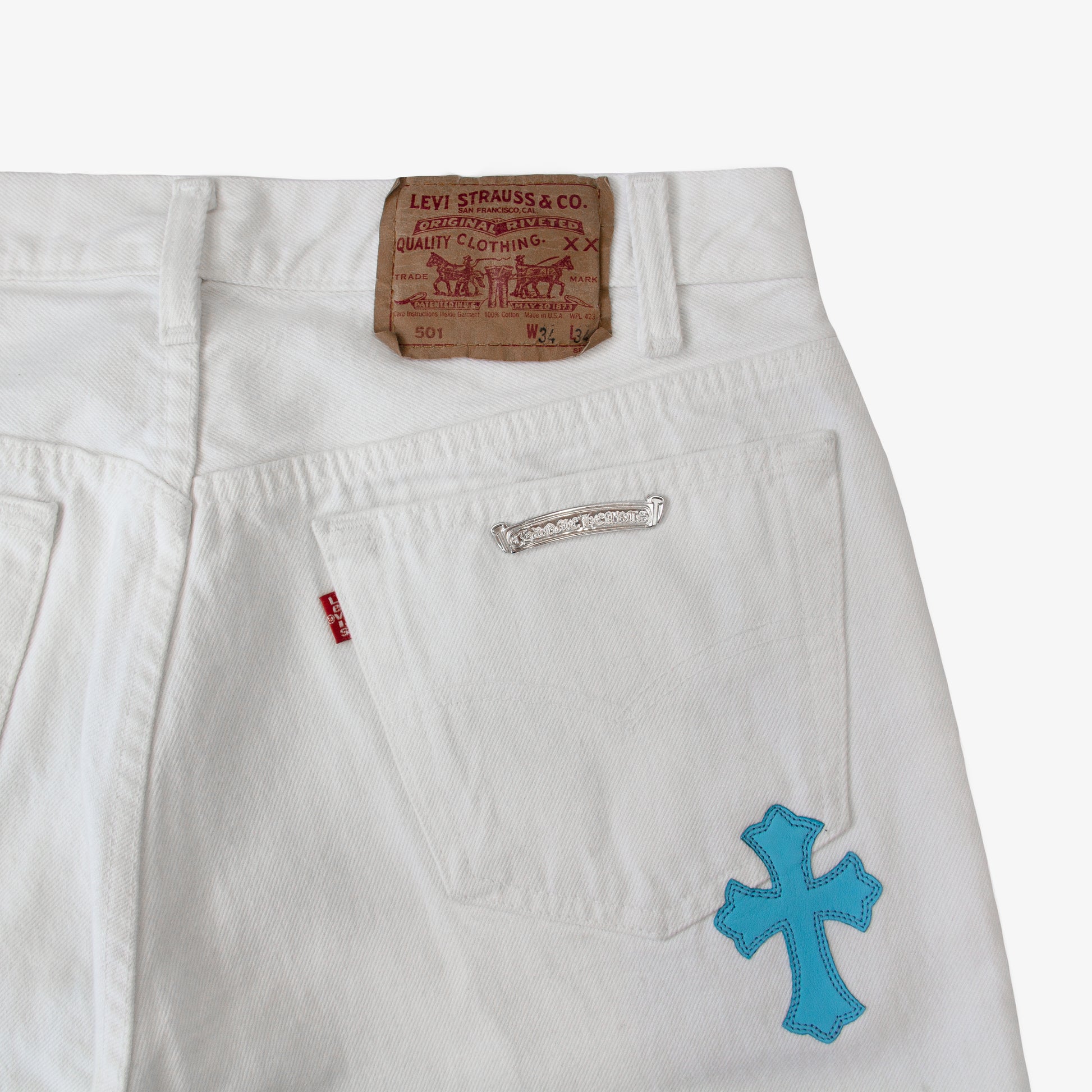 CHROME HEARTS BLUE TRICOLOR PATCH DENIM